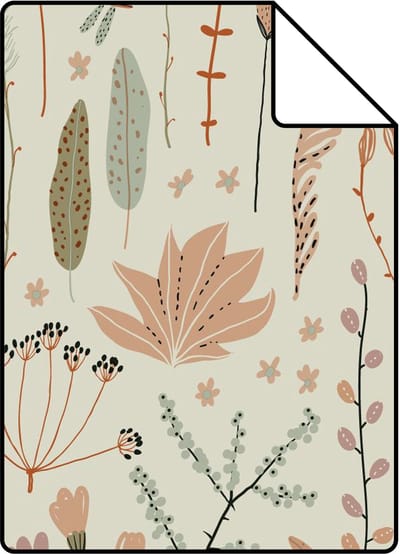 Proefstaal ESTAhome behang veldbloemen vergrijsd blauw - 26.5 x 21 cm - 131164-S