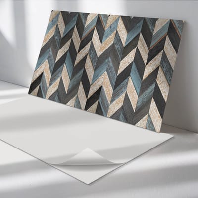 Wallfluent Vinyl Wandpaneel - Zigzagpatroon met hout Vinyl Wandbekleding - 100 cm x 50 cm - Grijs PVC wandpaneel - Verpakking van 1 stuk - Rechthoekig Wandbekleding Vinyl - Texturen Wandpaneel - Zelfklevend Muurpaneel - Wandpaneel Keuken en Badkamer