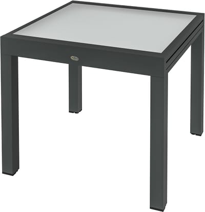 Killogood Grote Uitschuifbare Tuintafel uitgevouwen afmetingen 160 x 80 x 75 cm aluminium gehard glas blad transparant