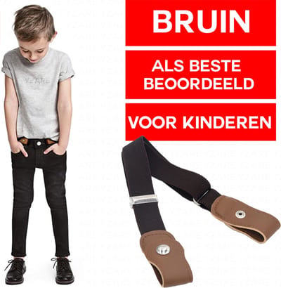 Bruine Gespvrije Riem voor Kinderen - Zonder Gesp - Elastische Broekriem - Stretch - Kids