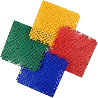 Modulaire Vloertegels - Puzzelmatten Buiten - Sportveld Aanleggen - Antislip & Sneldrogend - 25x25cm 16 Stuks - Blauw