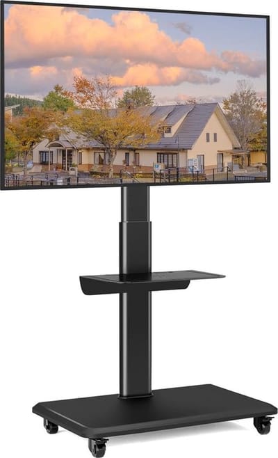 MyGoodHome Mobiele TV standaard - Rolbaar – In hoogte verstelbaar - 26 tot 65 inch - Zwart