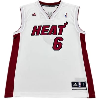 Adidas X NBA Samenwerking Miami Heat James Mode Comfortabel Zacht Huidvriendelijk Basketbalshirt Unisex shirt Wit 7818A-331-AEB1382 XL white