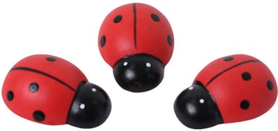 HOBI - 6 decoratieve zelfklevende houten lieveheersbeestjes 3 cm