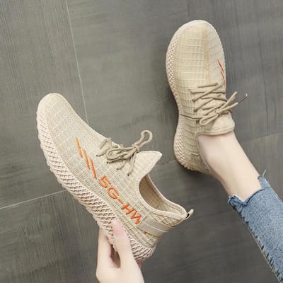 Nieuwe Fly Woven Mesh Sneaker Dames Modieus Ademend Kokosnoot Hardloopschoenen 40 gray