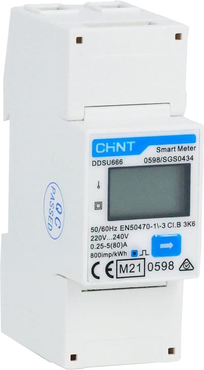Chint elektriciteitsmeter - Chint kWh meter - 80A - 1-fase Modbus MID (DDSU666-230V-5/80A)