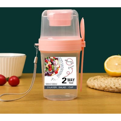 1 stuks Bento Box, Ontbijtdoos, Havermout Granen Noten Yoghurt Saladebeker Seal Container Set Met Vork en Deksel, Sausbeker, voor terug naar school, klas, universiteit 1PC roze