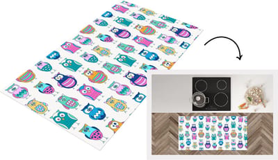 Keukenloper - Loper keuken - Regenboog - Uil - Cartoon - 120x60 cm - Keukenloper vinyl