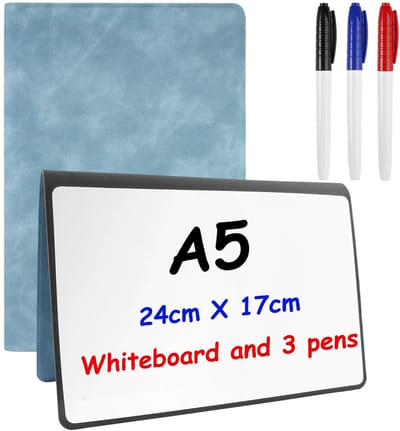 Dailygoods- Mini Whiteboard A5 - Draagbaar - Uitwisbaar - Dubbelzijdig - Inclusief 3 Whiteboardstiften - Veilig en betrouwbaar - Notitieboek