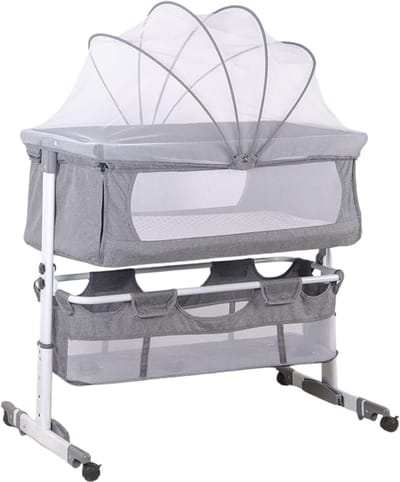 HEZIVO® Co Sleeper - Babybedje - Kinder Wieg - Campingbedje - Verstelbaar - Grijs