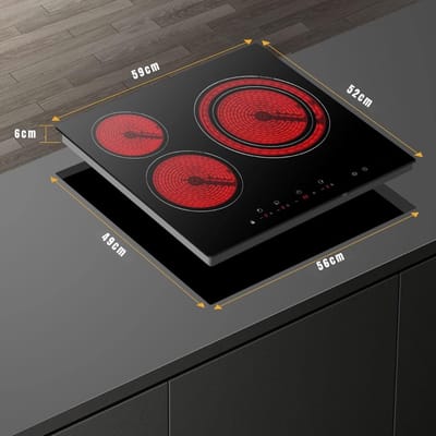 Florixa® Elektrische Kookplaat 4 Pits - Elektrische Fornuis - Elektrische Kookplaat Vrijstaand - 4 Kookzones - Kinderslot - Zwart - 52cm x 60cm x 6cm