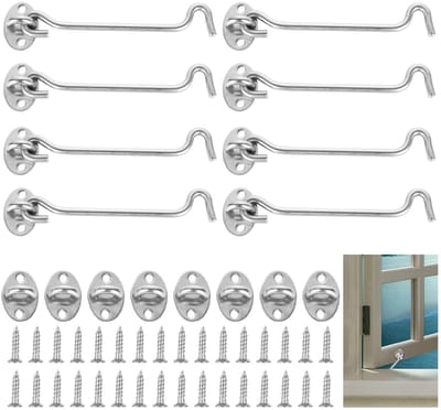 Allecto - Deurhaak - Sterke bevestiging - Zilver - Voor deur en raam - Voor binnen en buiten - Inclusief schroeven