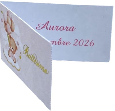 Gepersonaliseerde doop kaarten roze beer - 50 stuks