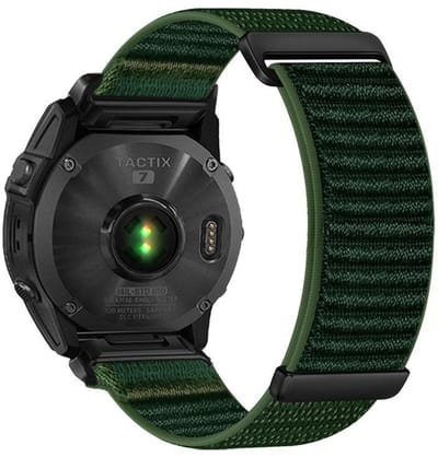 By Qubix - Geschikt voor Garmin bandje - 26mm Quickfit - Nylon Sport Loop bandje - Donkergroen - Geschikt voor Garmin Quatix 8 - 51mm