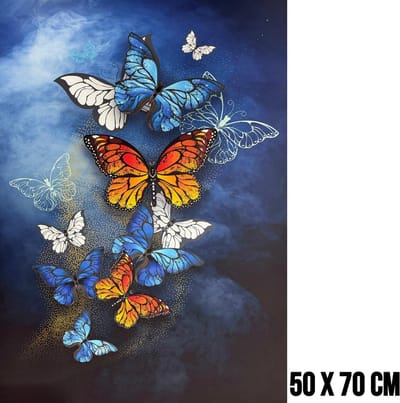 Allernieuwste.nl® Canvas Schilderij Vlinderfamilie 1 - 50 x 70 cm - Kleurrijke Natuur Wanddecoratie – Dieren – Muurdecoratie