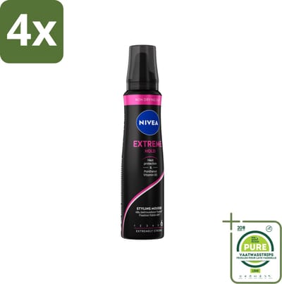 NIVEA - Haarschuim - Extreme Stevigheid - 48 Uur Lang Bescherming - 150 ml - Voordeelverpakking - 4 stuks - Haar mousse - Extreme hold
