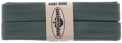Oaki Doki Jersey Tricot Biaisband 20mm – 3 Meter – Grijsgroen 424 – Elastisch Afwerkingslint voor Stretchstoffen