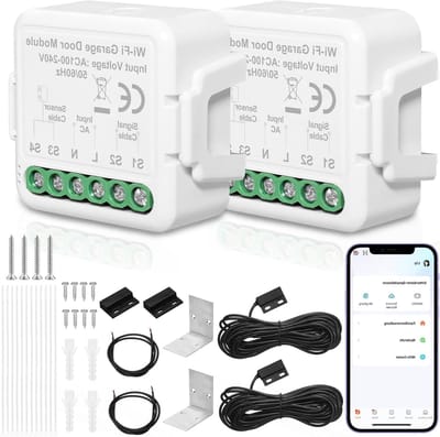 Slimme WiFi Garage Deuropener met Alexa en Google Assistant Ondersteuning, Tuya App Controle, 2.4GHz Verbinding, Wit