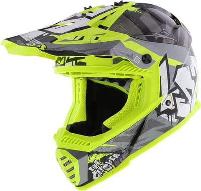 LS2 MX437 Fast II Mini Crusher Zwart Geel 06 Kids Crosshelm - Maat M -