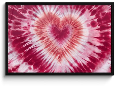 Poster in lijst - Fotolijst 90x60 cm - Posters - Hartvorm - Roze - Tie dye - Posterlijst zwart - Decoratie - Wanddecoratie woonkamer - Muurdecoratie slaapkamer