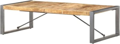 Salontafel Industrieel - Woonkamertafel Banktafel - Ontspannen Genieten - Uniek Mangohout Nerf - 140 x 70 cm - Grijs