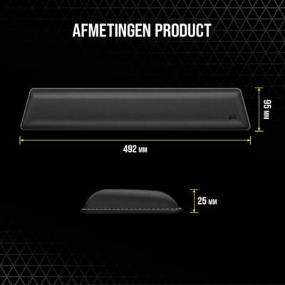 Dubbellaagse Polssteun Zwart - Volledige Grootte - Pluche Memory Foam - Verkoelende Gel - Antimicrobiële Coating - Duurzame Antifray Stiksels - Polssteun voor Bureau en Computerwerk