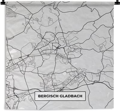Wandkleed - Wanddoek - Stadskaart - Duitsland - Plattegrond - Bergisch Gladbach - Kaart - 180x180 cm - Wandtapijt