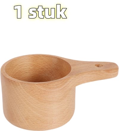 1 stuk - Lepel - Koffiebonenmaatlepel - Lepel met maatstreepjes - Roostermaat - Geschikt voor keukengebruik - 130 ml - Houtkleur