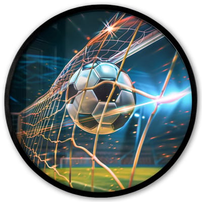 Poster in lijst Rond - Fotolijst 40x40 cm - Posters - Voetbal - Goal - Sport - Jongens - Ronde posterlijst zwart - Decoratie - Wanddecoratie woonkamer - Muurdecoratie slaapkamer