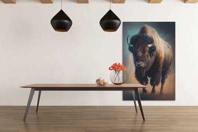 Canvas Schilderij - Dieren - Bizon - 60x40x2 cm