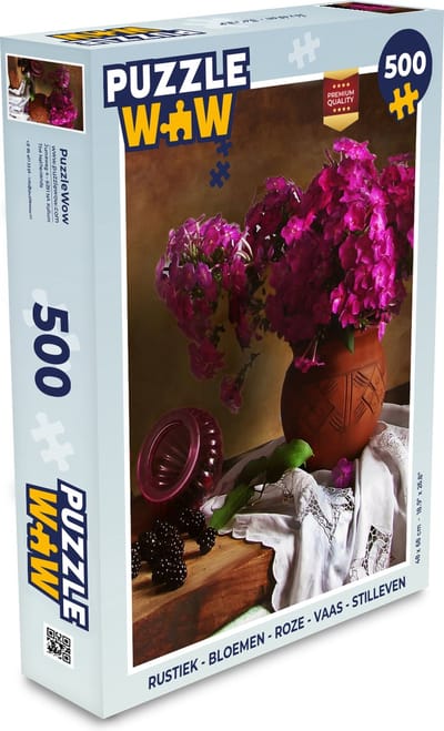 Puzzel Rustiek - Bloemen - Roze - Vaas - Stilleven - Legpuzzel - Puzzel 500 stukjes