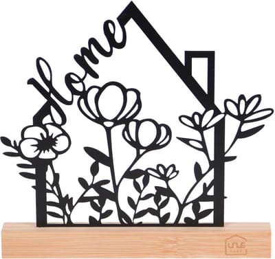 UNUS® Staander decoratieve "Home" bloemen zwart decoratie lente zomer decoratie met bamboevoe