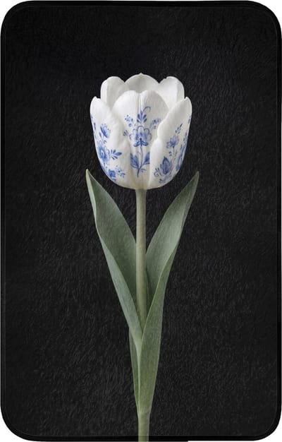 WC mat 50x80 cm - Antislip - Tulp - Patroon - Blauw - Toiletmat - Vloermat - Douchemat - Toilet tapijt - Toiletmatten