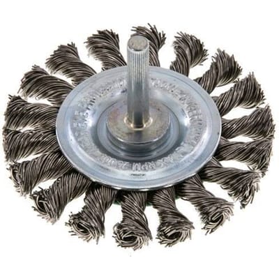 RVS Gegolfde Ronde Borstel Diameter 75 mm/ As 6 mm