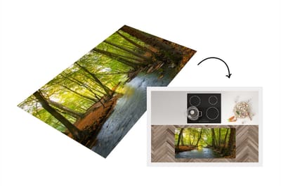 Keukenloper - Loper keuken - Een donkere rivier midden in een Deens bos - 120x60 cm - Keukenloper vinyl