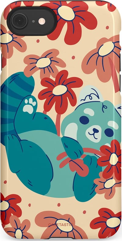 Casetastic Hoesje Geschikt voor Apple iPhone 7/8/SE - Stijlvolle Beschermende Duo-layer Case - Rode panda knuffels