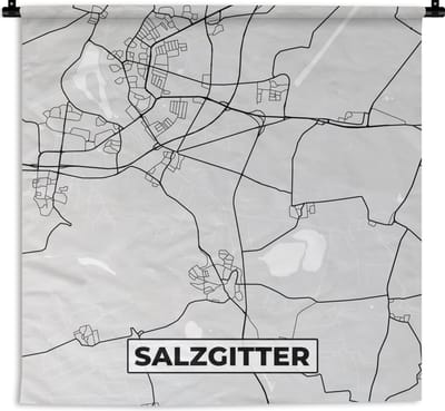 Wandkleed - Wanddoek - Duitsland - Kaart - Stadskaart - Plattegrond - Salzgitter - 180x180 cm - Wandtapijt