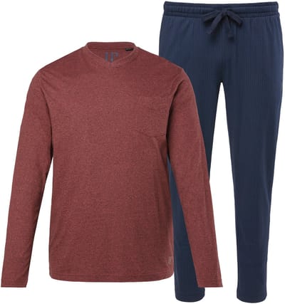 JP 1880 - Heren - Pyjama loungewear twee-delige set gestreepte broek - Navy blauw - Maat L