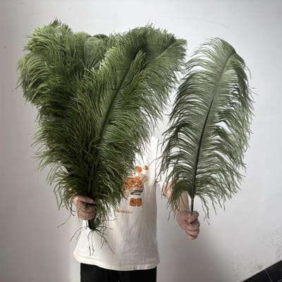 10 STUKS Licht Kaki Grote Struisvogelveren Bulk 15-60CM Lang Natuurlijke Pluizige Struisvogelveren voor Bruiloft Restaurant Vaas Decoratie 15-20cm 6-8inch legergroene kleur