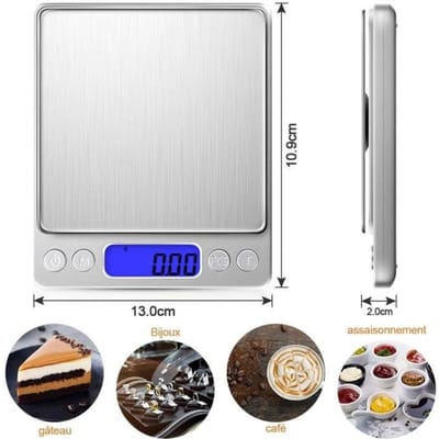 Balance de Précision 500g/0.01g, Balance de Cuisine/Balance de Poche/Balances de Bijoux, Haute PréCision Balance Électronique
