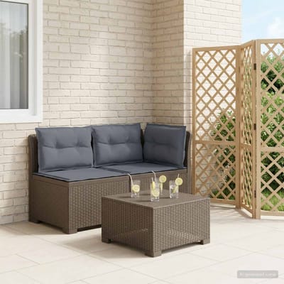 vidaXL - Twee-zits - Tuin - Sofa - met - Kussens - Rieten - Look - 2-zits - PP