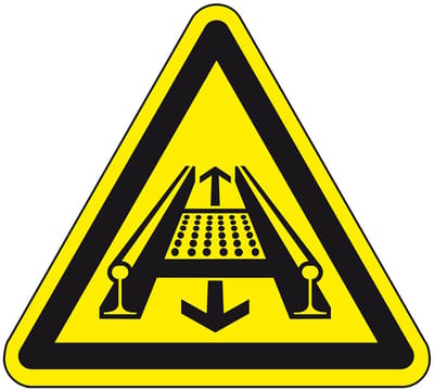 Waarschuwingsbord machine op rails - kunststof 150 mm