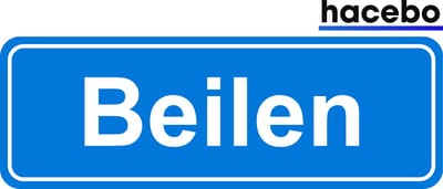Hacebo - Plaatsnaam Sticker - 29x10 CM - Beilen sticker - Verkeersborden sticker - grappige cadeaus - Beilen