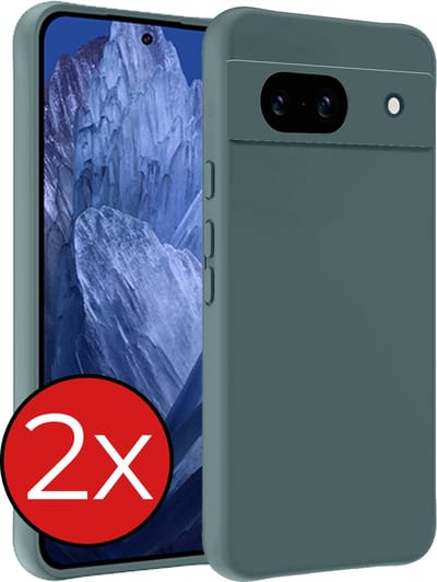 Hoesje - 2 Stuks - Geschikt voor Google Pixel 8a - Sterk & Shockproof - Telefoonhoes - Back Cover - Case Siliconen - Telefoon Hoes - Donkergroen