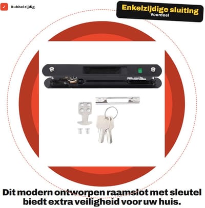 Dailygoods- Raamslot met Sleutel - Enkelzijdige Sluiting - Roestvrij Stalen Behuizing - Toepassing voor Ramen en Deuren - Modern Design - Afmetingen 20 x 2,8 cm - Deurslot