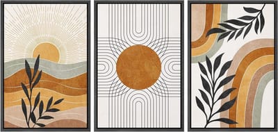 Canvas Muurkunst Set - Abstracte Decoratie - Woonkamer Decoreren - Drie Delig Paneel - 16x24 Inch - Geometrisch Patroon