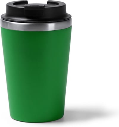 Thermosbeker 350 ML Koffiebeker to go - Travel mug dubbelwandig - Groen - binnenkant RVS - Voor koffie en thee - Lekdichte reisbeker - Buitenkant recyled PP 6 uur Koud / 3 uur warm