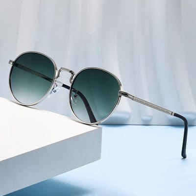 Nouveau Modèle Lunettes de Soleil à Monture Métallique Tendance Forme Ovale Design Élégant Mode Protection UV 2403