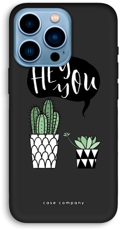 Case Company® - Hoesje geschikt voor iPhone 13 Pro hoesje - Hey you cactus - Biologisch Afbreekbaar Telefoonhoesje - Bescherming alle Kanten en Schermrand