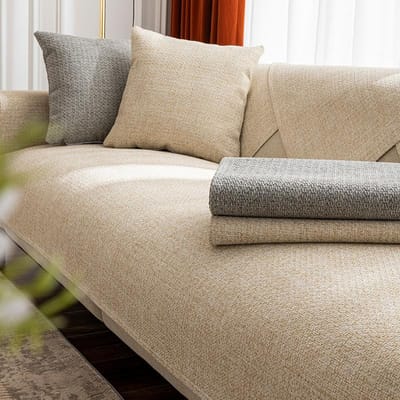 Japanse Katoen Linnen Bank Kussenhoes Antislip Universeel Vier Seizoenen Woonkamer Effen Stof Liner Handdoek 70*70cm